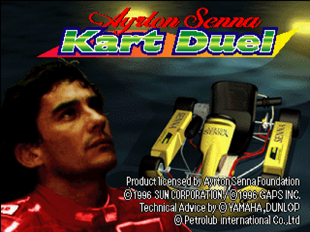 Ayrton Senna Kart Duel title screen for Playstation